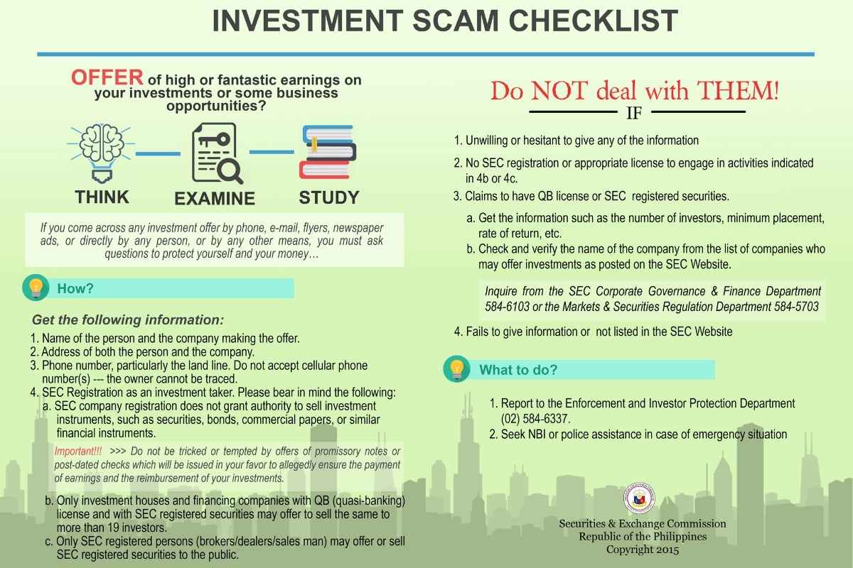 Philippine SEC investment scam checklist